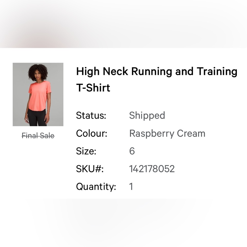 Lululemon high neck running and training shirt raspberry cream size 6